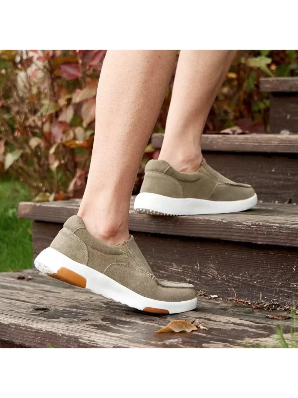 OrthoComfoot Mens Camel Leather Slip On Loafer Comfortable Non-Slip Casual Shoes